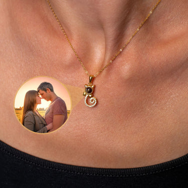 Kitten Photo Necklace Photo Personalised Necklace - Photo Necklace - Photo Projection Necklace Necklace Gold Brother & Sisters